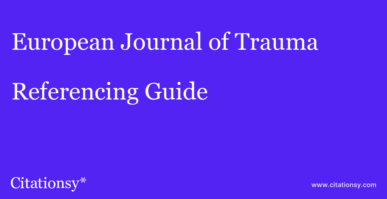 cite European Journal of Trauma & Dissociation  — Referencing Guide